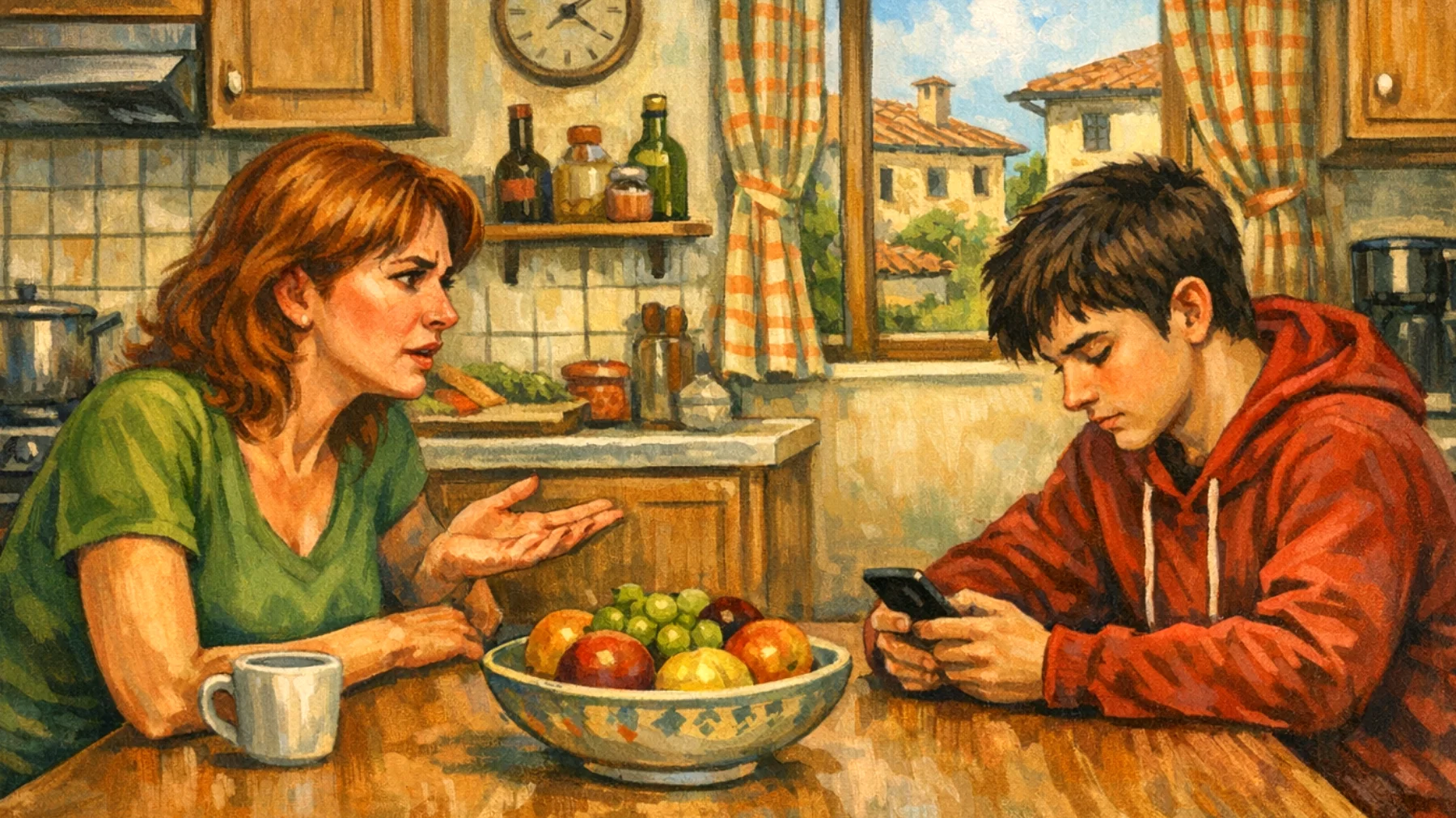 I genitori faticano a comunicare efficacemente con i propri figli adolescenti, che si chiudono sempre di più, rispondono a monosillabi e sembrano vivere in un mondo parallelo, rendendo difficile comprendere i loro bisogni reali e mantenere un dialogo aperto."